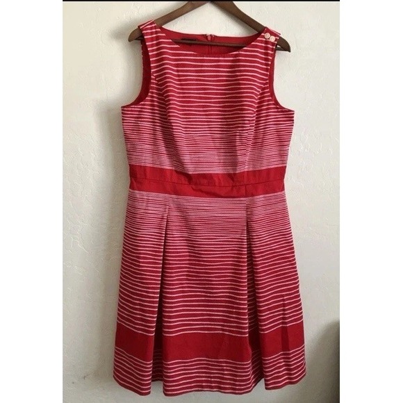 Talbots Dresses & Skirts - Talbots Dress Nautical Red White Rope Stripe Fit and Flare Sleeveless Cotton  12